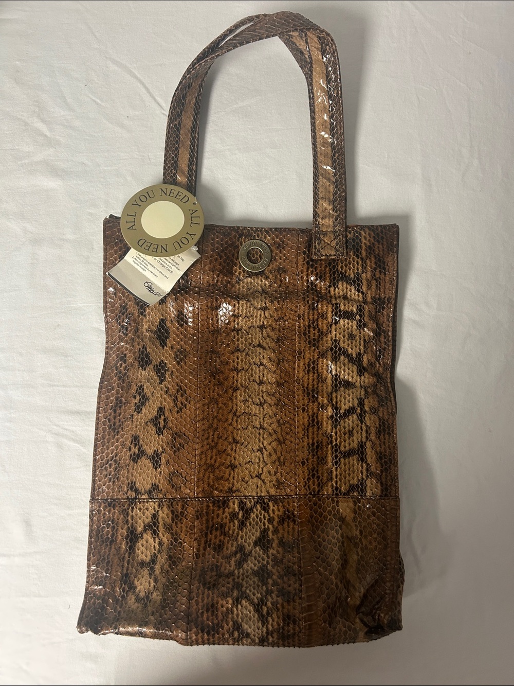 ALL YOU NEED brand Brown Snake-Print Tote Bag feel like snakeskin